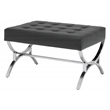 Studio Designs Home Newel Ottoman Blended Leather / Chrome Metal Frame / Black