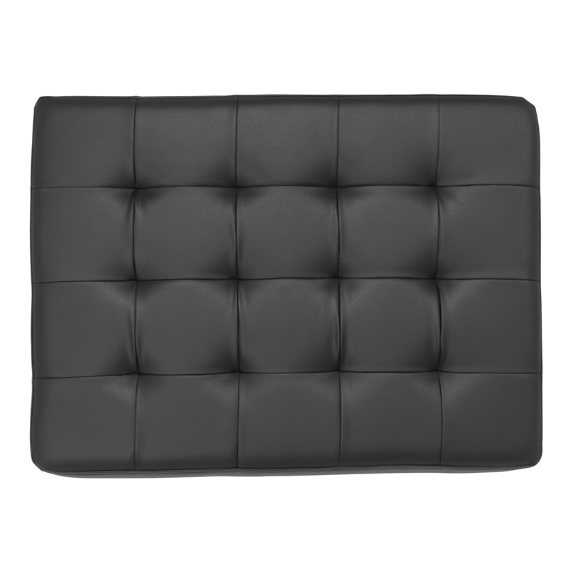 Studio Designs Home Newel Ottoman Blended Leather / Chrome Metal Frame / Black