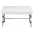 Studio Designs Home Newel Ottoman Blended Leather / Chrome Metal Frame / White