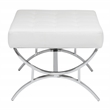 Studio Designs Home Newel Ottoman Blended Leather / Chrome Metal Frame / White