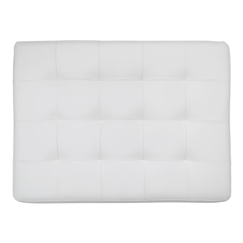 Studio Designs Home Newel Ottoman Blended Leather / Chrome Metal Frame / White