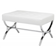 Studio Designs Home Newel Ottoman Blended Leather / Chrome Metal Frame / White