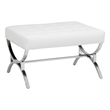 Studio Designs Home Newel Ottoman Blended Leather / Chrome Metal Frame / White