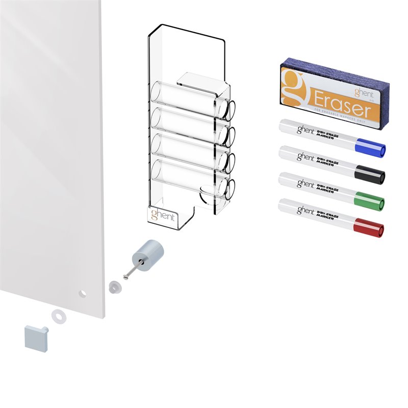 Ghent's Glass 2' x 3' Mag. Harmony Board with Square Corners in White Back
