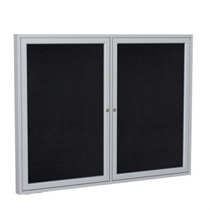Ghent's 48&quot x 60&quot 2 Door Enclosed Rubber Bulletin Board in Black