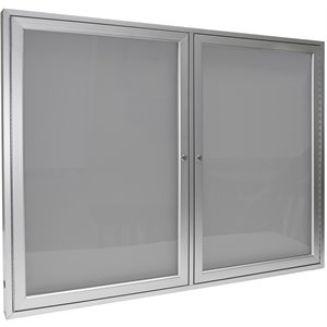 Ghent's Vinyl 48&quot x 60&quot 2 Door Enclosed Bulletin Board in Silver