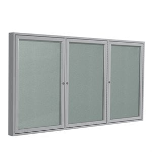 Ghent's Vinyl 48&quot x 96&quot 3 Door Enclosed Bulletin Board in Silver
