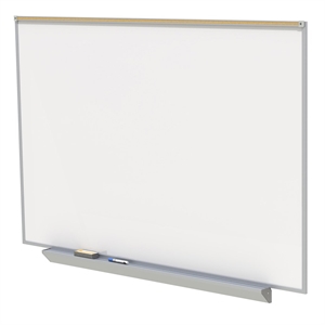 Ghent's Ceramic 4' x 10' Premium Mag. Whiteboard with 1&quot Maprail in White