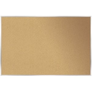 Ghent 48.5&quot x 96.5&quot Silver Aluminum Frame Natural Cork Bulletin Board