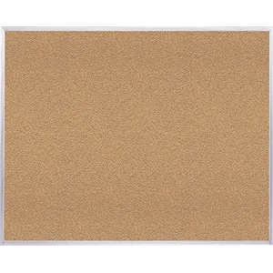 Ghent 48.5&quot x 60.5&quot Silver Aluminum Frame Natural Cork Bulletin Board