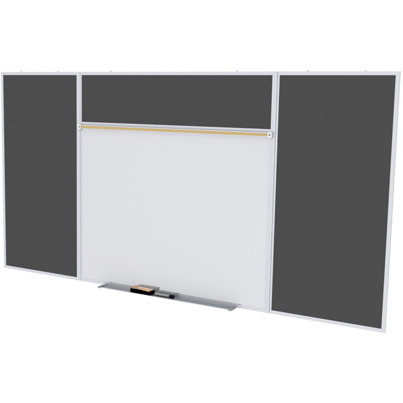Ghent's Ceramic 4' x 8' Rubber Bulletin & Magnetic Whiteboard Style E Set