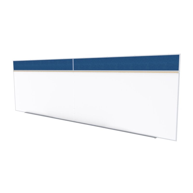 Ghent's Vinyl 5' x 16' Bulletin & Mag. Whiteboard A-Set in Navy