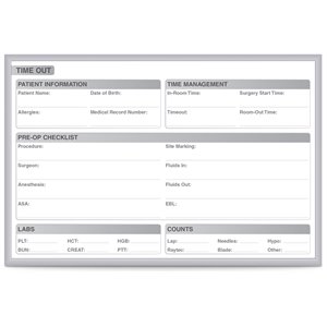 Ghent's Vinyl 18&quot x 24&quot Hospital OR Timeout Mag. Whiteboard in Gray