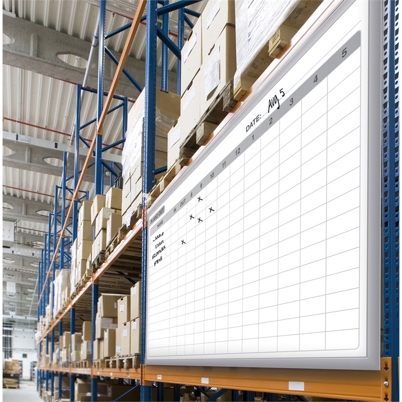 Ghent's Vinyl 3' x 4' Manufacturing In/Out Mag. Whiteboard in Gray