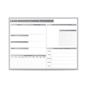 Ghent's Vinyl 4' x 6' Manufacturing LEAN Mag. Whiteboard in Gray