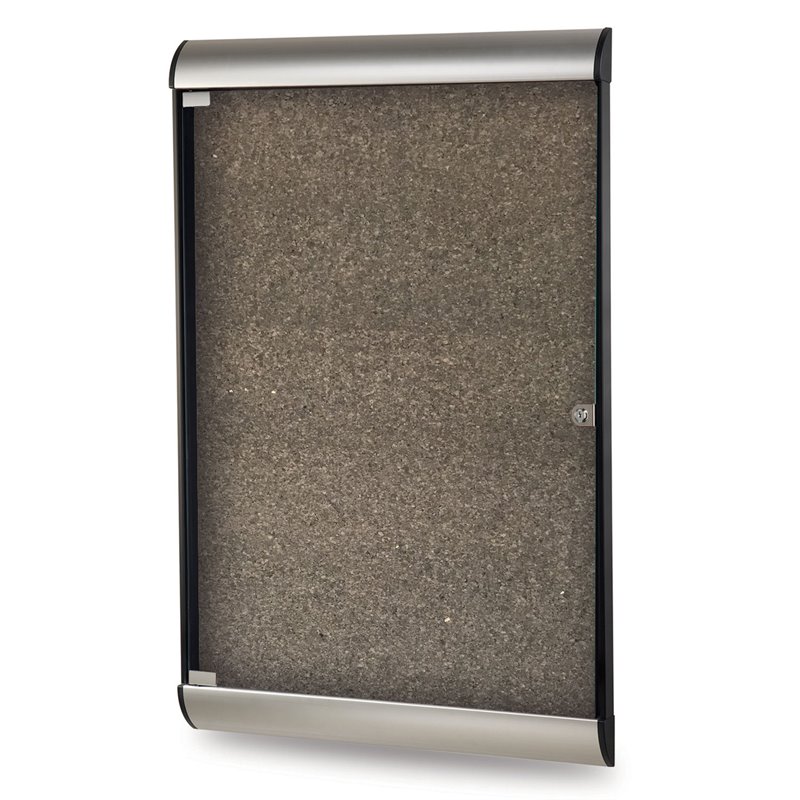 Ghent's Wood 4' x 2' 1 Door Enclosed Bulletin Board with Satin Trim in Chocolate