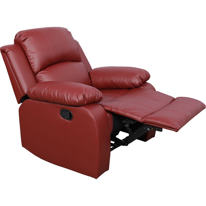 Lifestyle Furniture Ashland 3-Pieces Recliner PU Sofa Set in Red