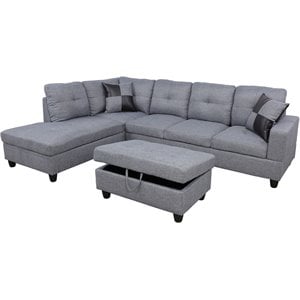 Lifestyle Furniture Edward Left-Facing Sectional & Ottoman in Cloud Gray