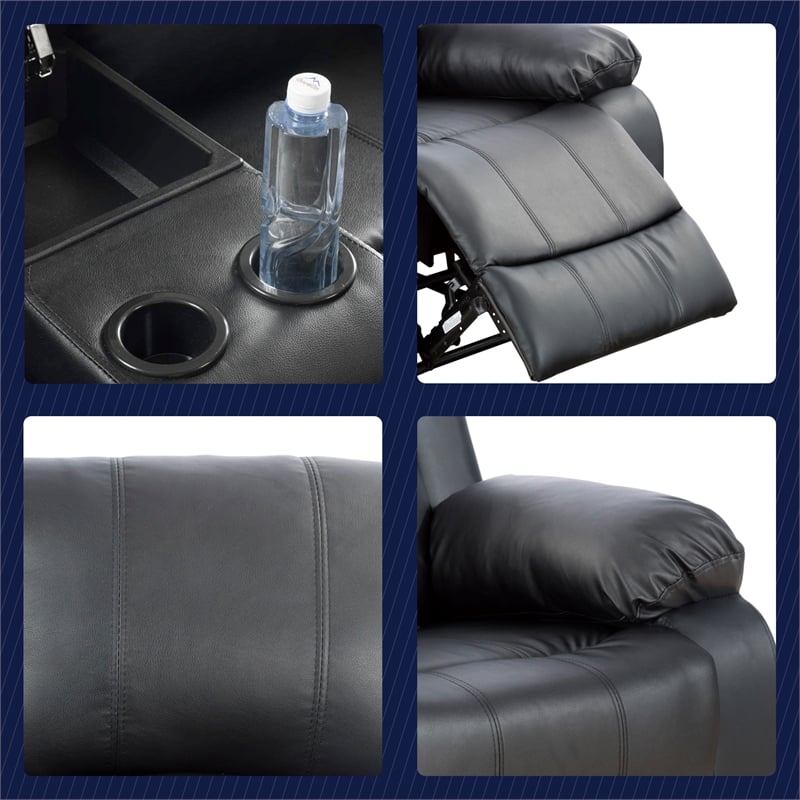 Lifestyle Furniture Raymond 2-Pieces Faux Leather Recliner Sofa Set in Black