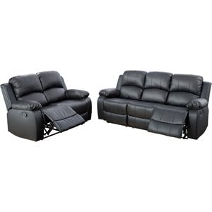 Lifestyle Furniture Raymond 2-Pieces Faux Leather Recliner Sofa Set in Black