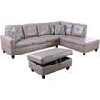 Lifestyle Furniture Biscuits Right-Facing Sectional & Ottoman in Silver/Gold