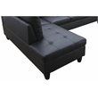Star Home Living 3PC Faux Leather Sectional w/ottoman (Black)