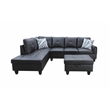 Star Home Living 3PC Faux Leather Sectional w/ottoman (Black)