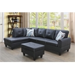 Star Home Living 3PC Faux Leather Sectional w/ottoman (Black)
