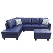 Star Home Living Faux Leather 3-Piece Left Facing Sectional Set in Navy Blue