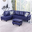 Star Home Living Faux Leather 3-Piece Left Facing Sectional Set in Navy Blue