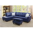 Star Home Living Faux Leather 3-Piece Left Facing Sectional Set in Navy Blue