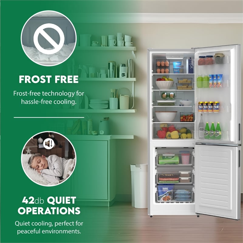 Conserv 11cf Bottom Freezer Refrigerator 24in w/ WINE RACK Stainless 110V