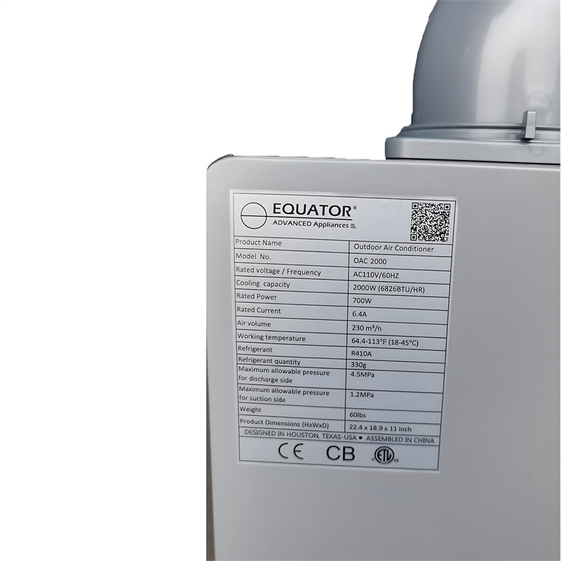 Equator 7000BTU Weatherized Outdoor Air Conditioner+Fan IP24 Casters 110V