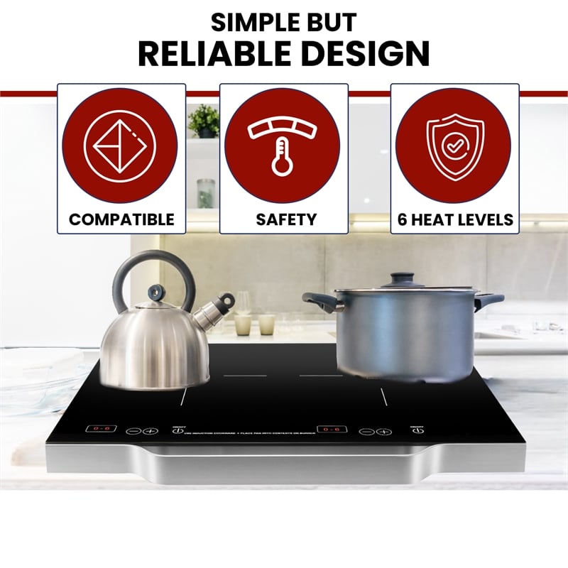 Equator Advanced Appliances Portable Dual Burner Induction Cooktop with Handle