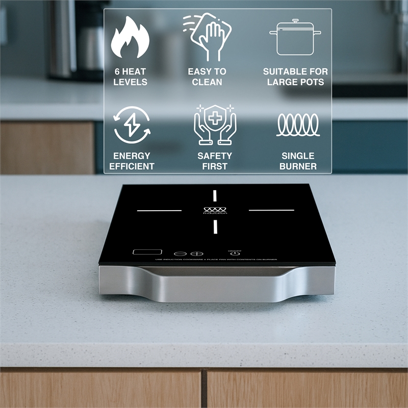 Equator 11inch Portable Single-Burner Induction Cooktop - with Handle in Black