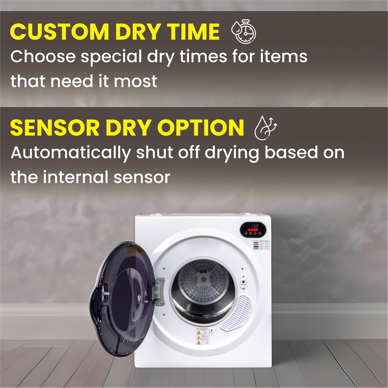 Equator Ultra Compact Short Vented SENSOR Dryer 2.6cf/10lb LED Ops 110V/1400W