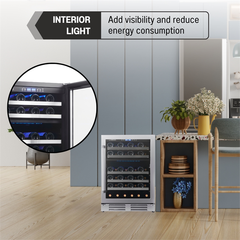Equator Dual Zone 52-Bottle Free Standing/Built-in Wine Cooler in Stainless