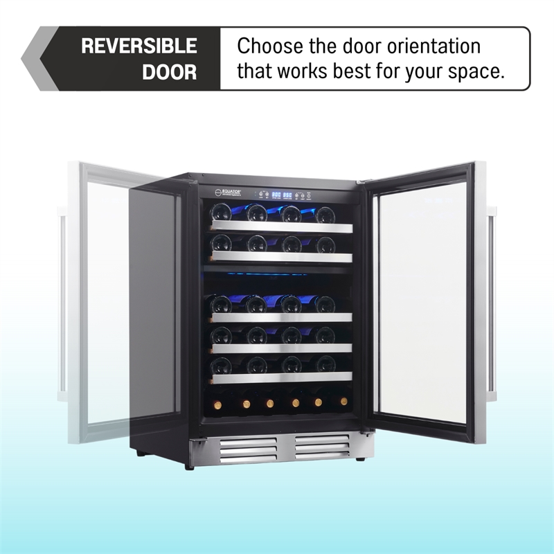 Equator Dual Zone 52-Bottle Free Standing/Built-in Wine Cooler in Stainless