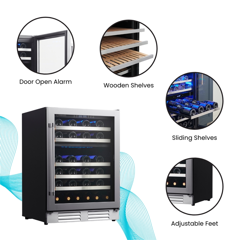 Equator Dual Zone 52-Bottle Free Standing/Built-in Wine Cooler in Stainless