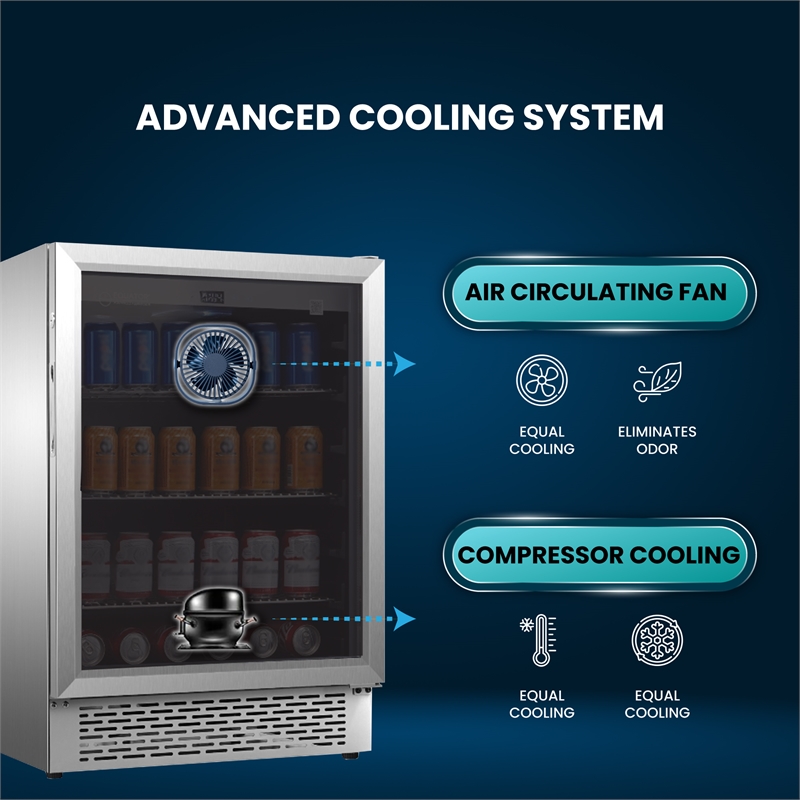 Equator 4.6cf Outdoor/Indoor Refrigerator IPX4 SS Builtin/FS 110 cans 6 Bottles