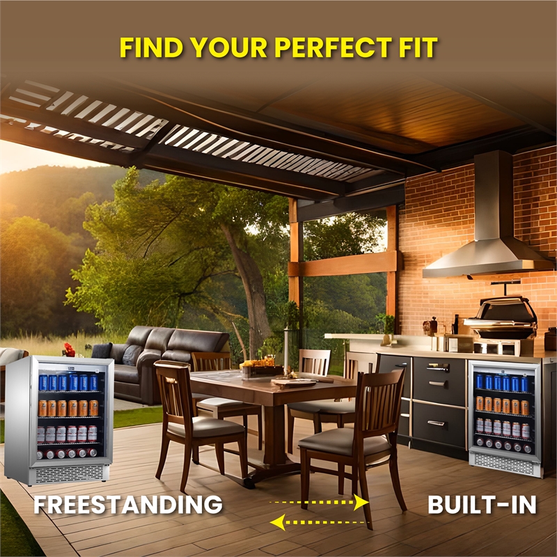 Equator 4.6cf Outdoor/Indoor Refrigerator IPX4 SS Builtin/FS 110 cans 6 Bottles