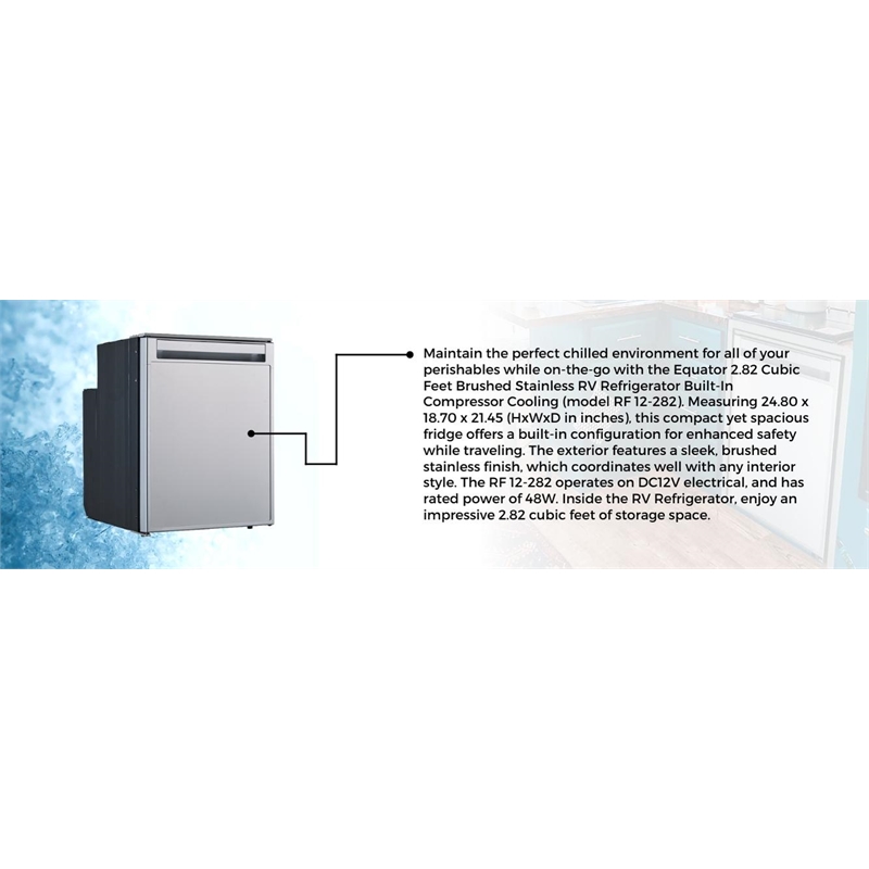 Equator 12V/DC Mini-Fridge Freezer 2.8cf Silver for RV BOAT OFF-GRID