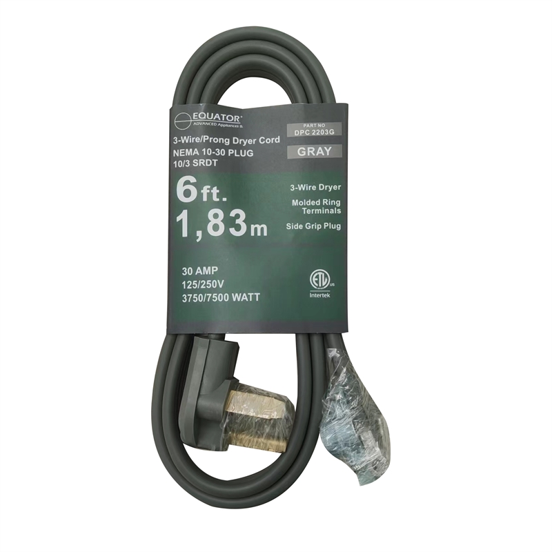 Equator 30A 6 ft 3-Prong Dryer Power Cord Grey