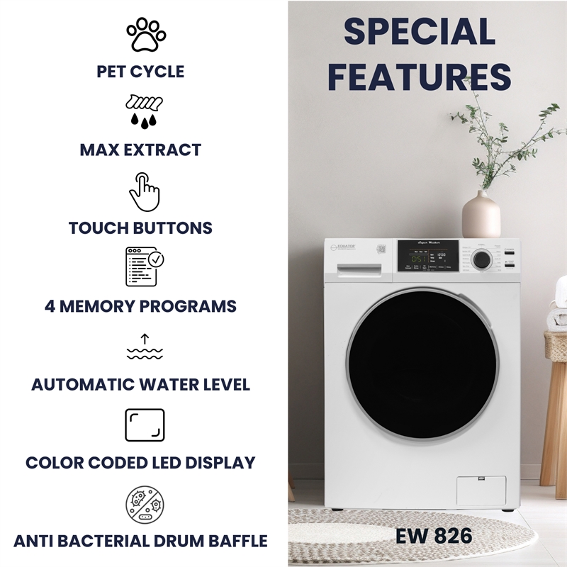 Equator Digital Pet 15 lbs Compact 110V Set Sani Washer+Vented 3.5cf Dryer