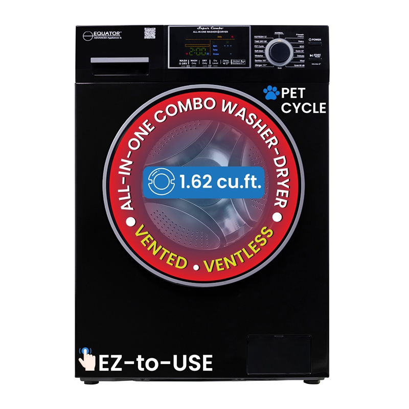 Equator Pet Compact 110V Vented/Ventless 15 lbs Sani Combo Washer Dryer in Black