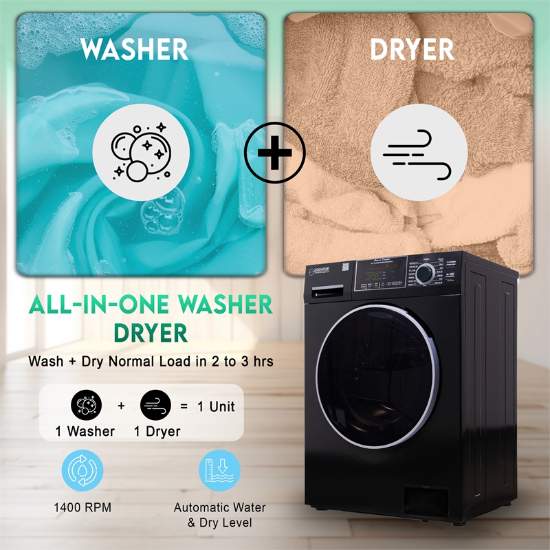 Equator Pet Compact 110V Vented/Ventless 15 lbs Sani Combo Washer Dryer in Black