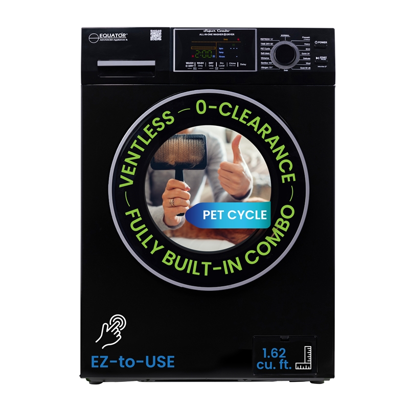 Equator Advanced Appliances 1.62cf Plastic Washer Dryer in Black