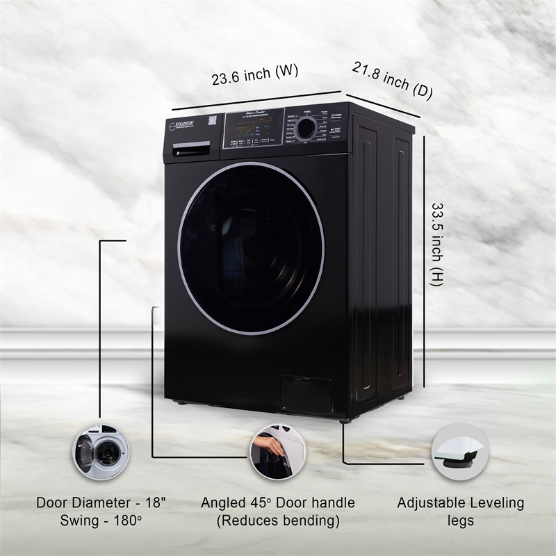 Equator Advanced Appliances 1.62cf Plastic Washer Dryer in Black