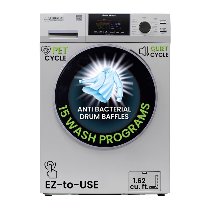Equator 1.6 cu.ft./15 lbs Silver 110V Front load Washer 15 programs + Pet Cycle