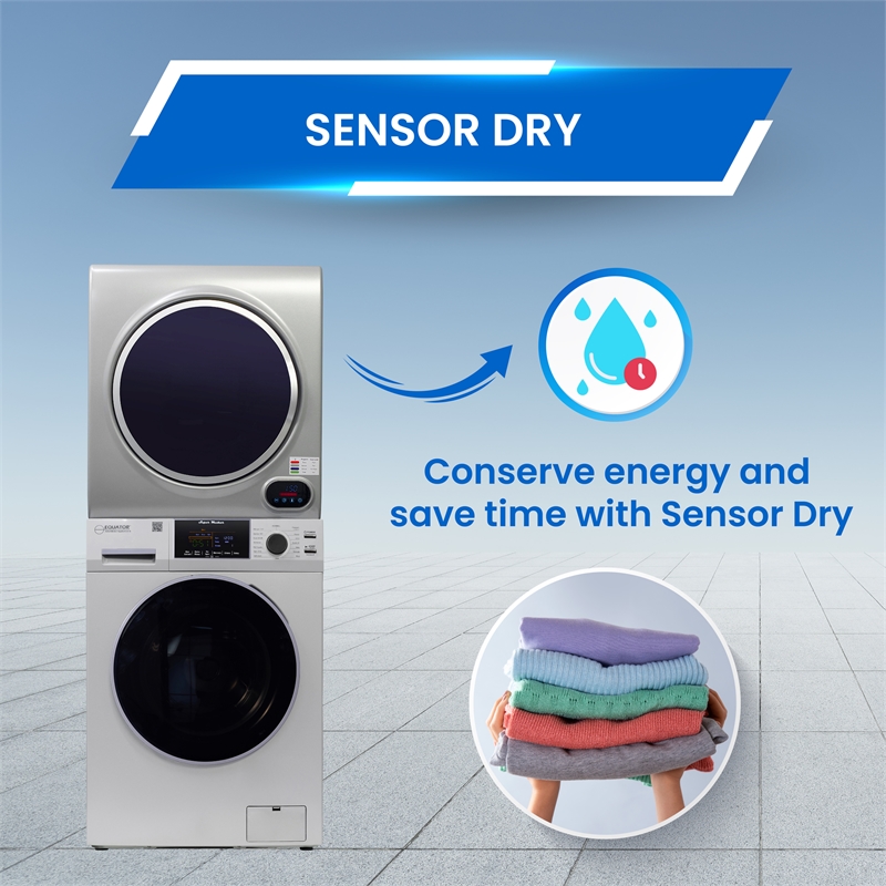 Equator 110V 1.6 cf Washer & 110V 3.5cf Vented Digital Sensor Dryer in Silver